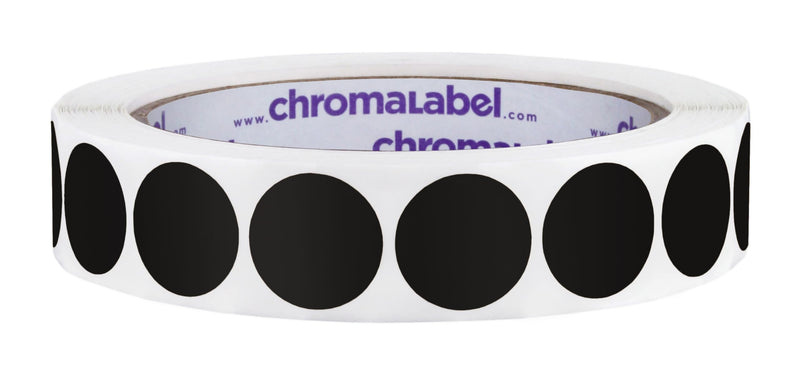ChromaLabel 0.75 Inch Round Label Permanent Color Code Dot Stickers, 1000 Labels per Roll, Black