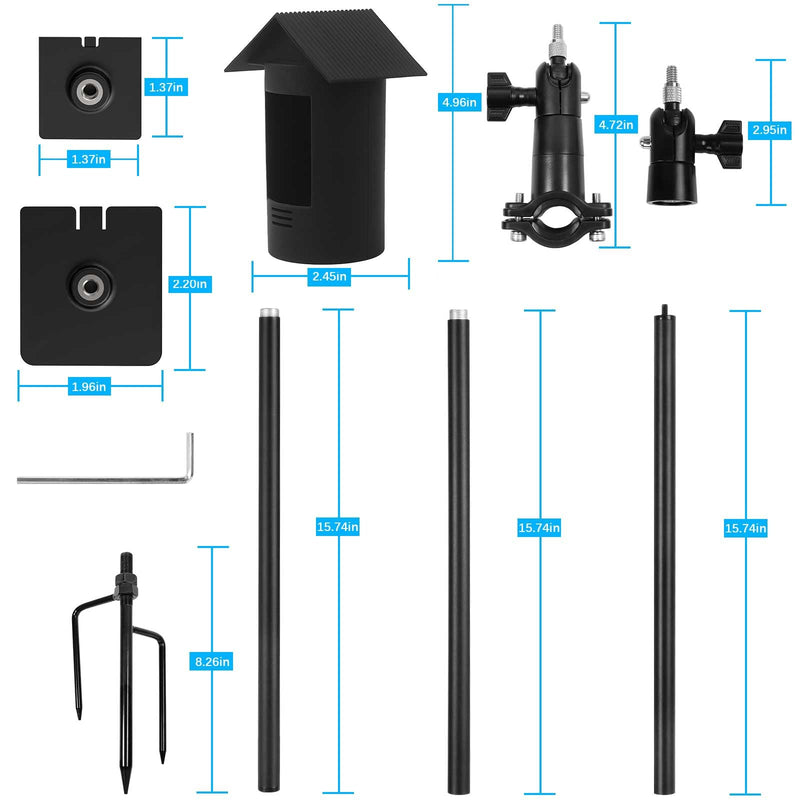 31.49-47.24inch Ground Stake Mount and Weatherproof Silicone Cover Skin Compatible with Stick Up Cam Battery Camera and Solar Panel Ground Stake Mounting Bracket (Black)