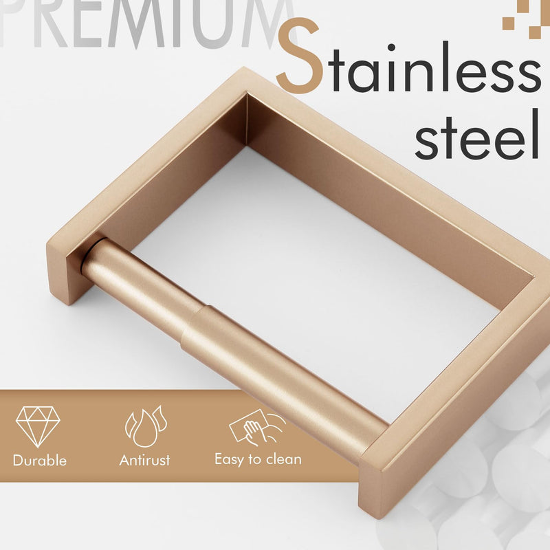 KOKOSIRI Toilet Paper Holder Spring Loaded Bathroom Toilet Roll Holder Wall Mount Champagne Bronze Stainless Steel B2011CPG Without Shelf