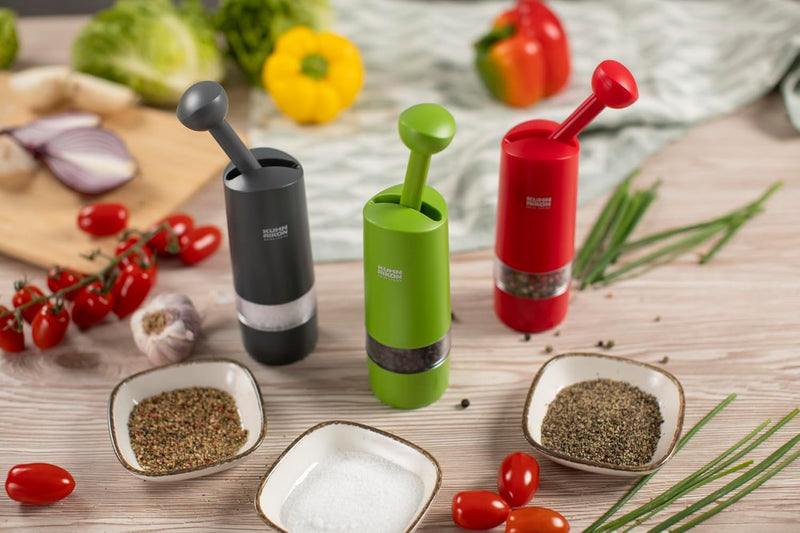 Kuhn Rikon Ratchet Spice Mill Grinder for Salt & Pepper, Stainless Steel Silver