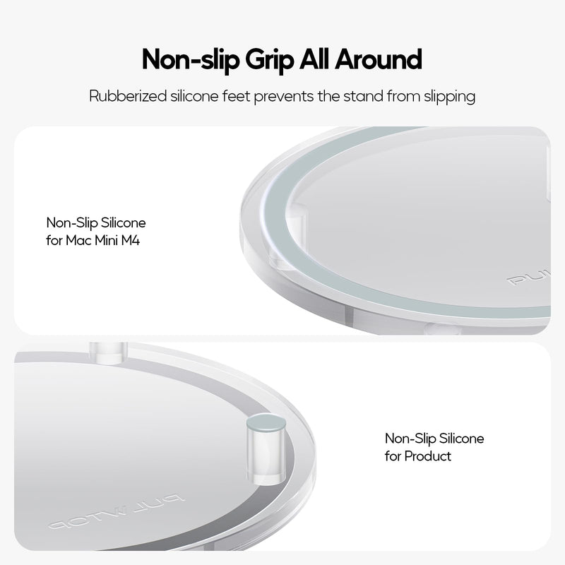 Clear Acrylic Desk Stand for Mac Mini M4/M4 Pro 2024, Minimalist M4 Holder with Easy Power Button Access, Anti-Slip Base & Heat Dissipation, Compact Space-Saving Design for Mac Mini 2024 Model Transparent