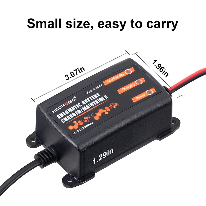 12v 2A Battery Charger, Trickle Charger for Lawn Mower Battery, Motorcycle, car, Boat, ATVs, Riding andMore -2000mA Battery Maintainer and Desulfator withIntelligent Interface 1