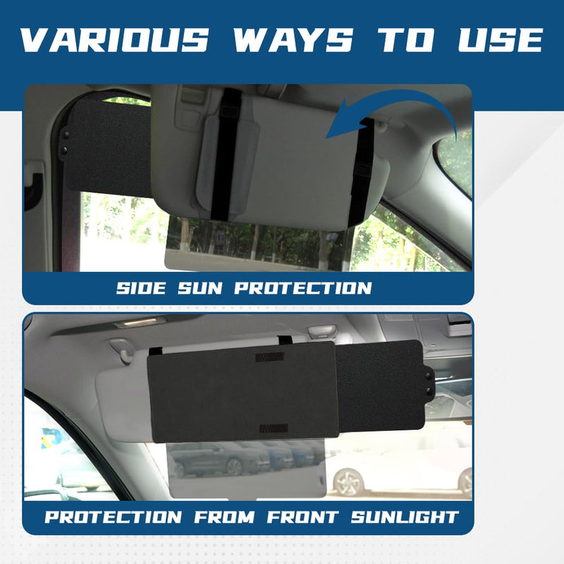 Sun Visor Extender for Car, Polarized Car Visor Extender with Polycarbonate Lens and Side Sunshade, Car Visor Protect from Glare, UV Rays, Snow Blindness for Safe Driving, Universal Fit Cars Black