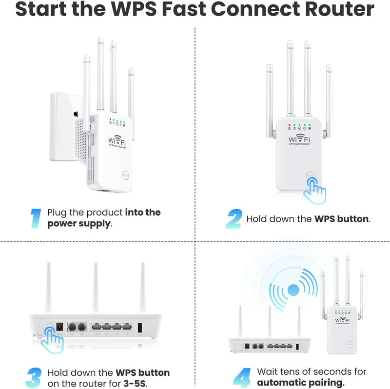 2025 WiFi Extender Internet Booster, 10000 Sq.ft Long Range Repeater Wireless Routers Amplifier, Mesh Wi-Fi 80% Faster | Broader Than Ever, Support More Network Devices at Home, 1-Tap Setup white