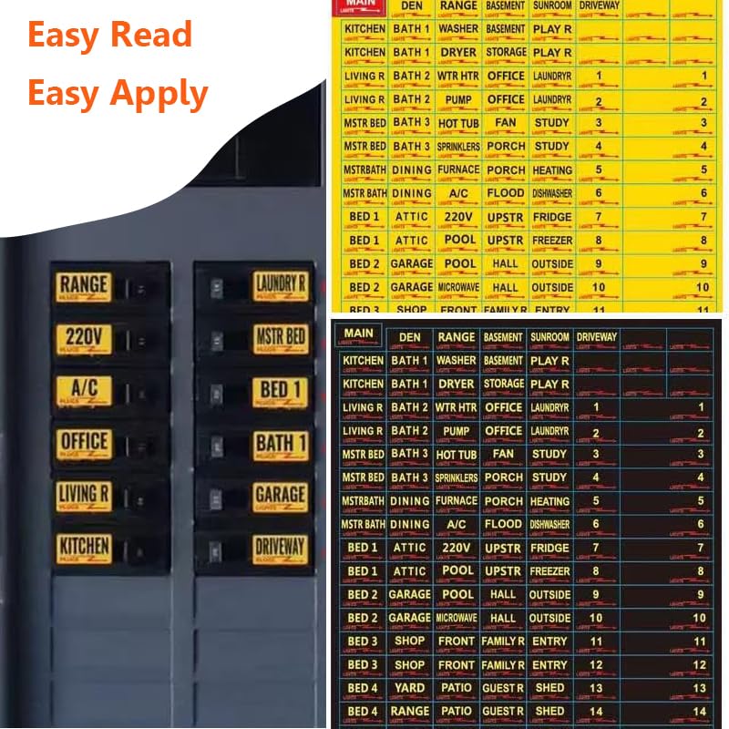 Circuit Breaker Labels, Breaker Box Label, 129 Electrical Panel Labels Fuse Box Stickers, Easy Read and Install (Yellow) Yellow