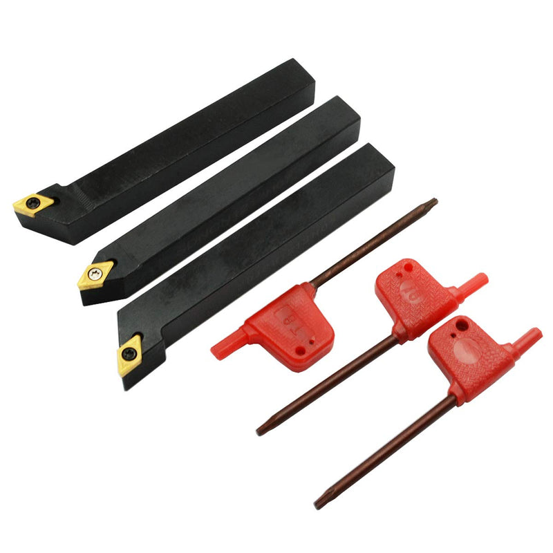 3PCS 1/2" CNC Lathe Carbide Turning Tools Indexable Holder Set SDNCN1212H07 + SDJCL1212H07 + SDJCR1212H07 with 3PCS DCMT21.51 Indexable Carbide Turning Insert