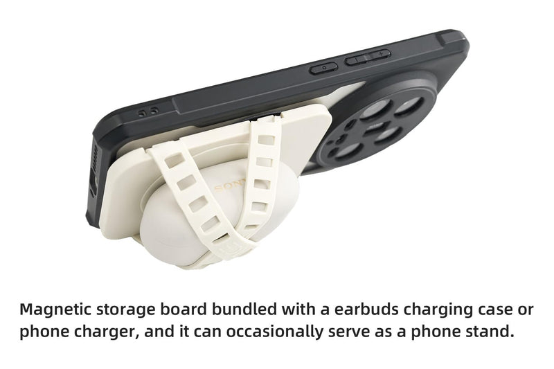 Magnetic Storage Binding Board for Portable USB DAC Amps, Silicone Straps with Adjustable Tightness, Suitable for Power Banks, Portable Hard Drives & More (Gray) Gray
