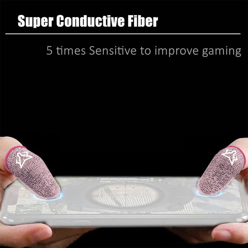 Finger Sleeves for Mobile Game Breathable Touchscreen V7 Pack (6pcs) Profesional Finger Gloves Gamer PUGB Free Fire COD (Black/Red) Black / Red