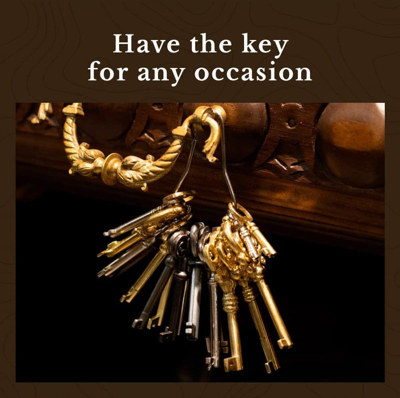 Solid Brass Skeleton Key w/Double Notched Bit - for House Doors with Mortise Locks | UA-51SK (2)