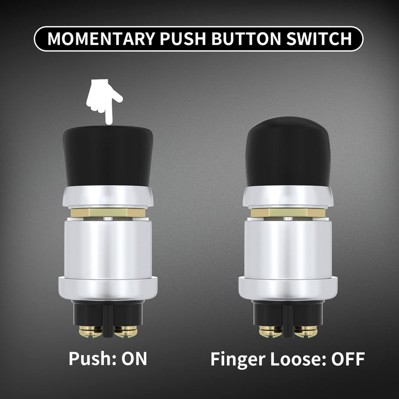 DaierTek Push Button Starter Switch 12V / 24V Waterproof Push Start Button 50A Heavy Duty Momentary Weatherproof for Horn Engine Car Truck Tractor Boat 1Pc