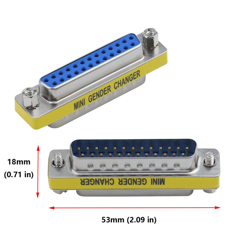 Antrader 25 Pin VGA SVGA KVM Male to Female M/F Mini Gender Changer Coupler Adapter DB25 Cable Converter Parallel DSUB Connector for PC Pack of 4 DB25 ( Male to Female)