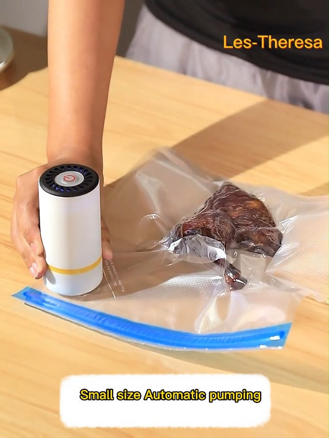 Portable Vacuum Sealer Set With 10 Vacuum Bags, Mini Bag Sealer Rechargeable Food Vacuum Pump Food Sealer Portable Mini Vacuum Sealers For Food Preservation Cooking
