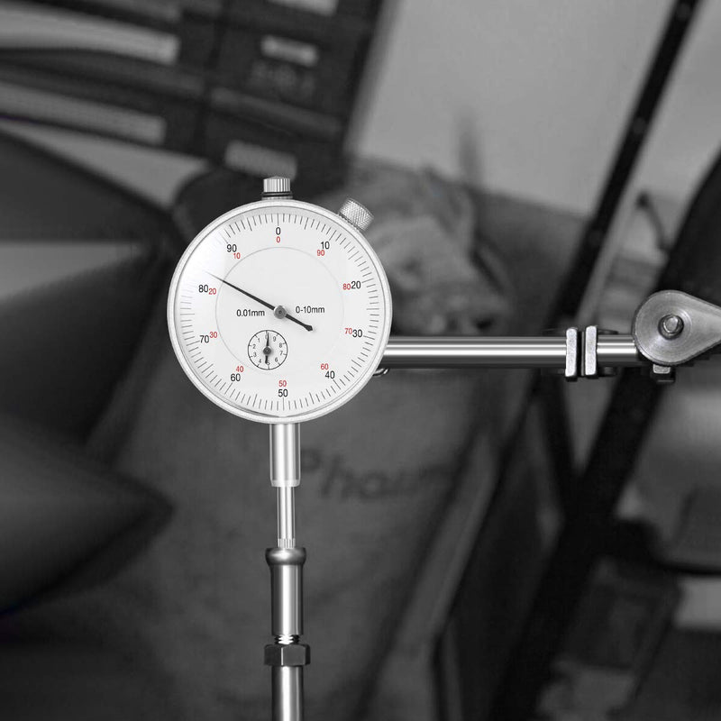 UEETEK Mechanical Dial Gauge Probe Display Dial Test Measuring Range 0-10mm Dial Test Indicator (Silver)