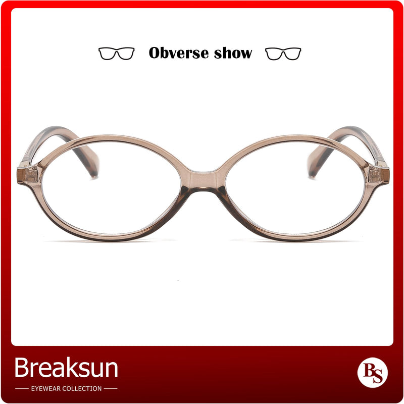Classic Round Glasses for Women Men Retro Oval Frame Black Blue Light Glasses Small Face Nerd Eyeglasses (Clear Brown)