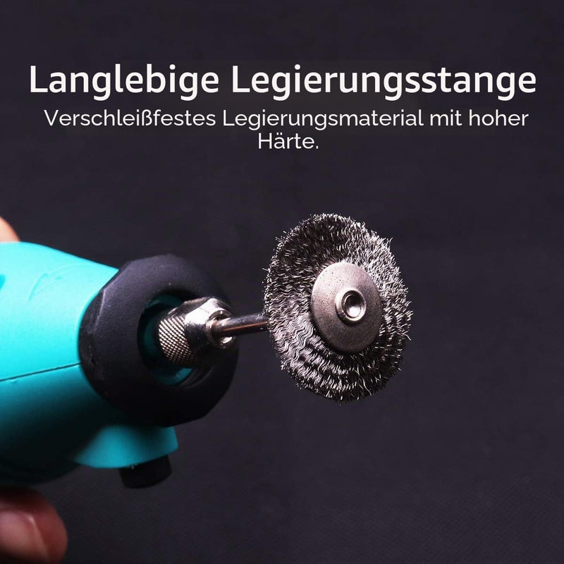 ATOPLEE Wire Brush Set, 50 Pieces 1 inch/25 mm Mini Wire Brush with 3 mm Round Shaft, Alloy Steel Wire Brush for Drill Attachment (50)