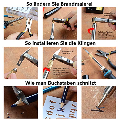 Handskit Pyrography Iron 42-Piece Set Soldering Iron, Burning Iron with Adjustable On/Off Switch, with 60 W Adjustable Temperature 220-450 °C, Wood Pyrography for Professionals and Hobbyists