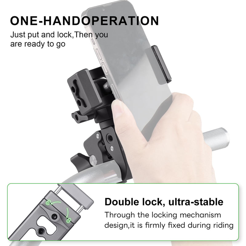 FANAUE Motorcycle Phone Mount with 1" Ball Head Adapter , Bike Phone Mount [1s Lock][Secure Protection], 360° Rotatable Phone Holder for Mountain Bike/ATV/Scooter Handlebar Fit for 6"-8.5" Phone