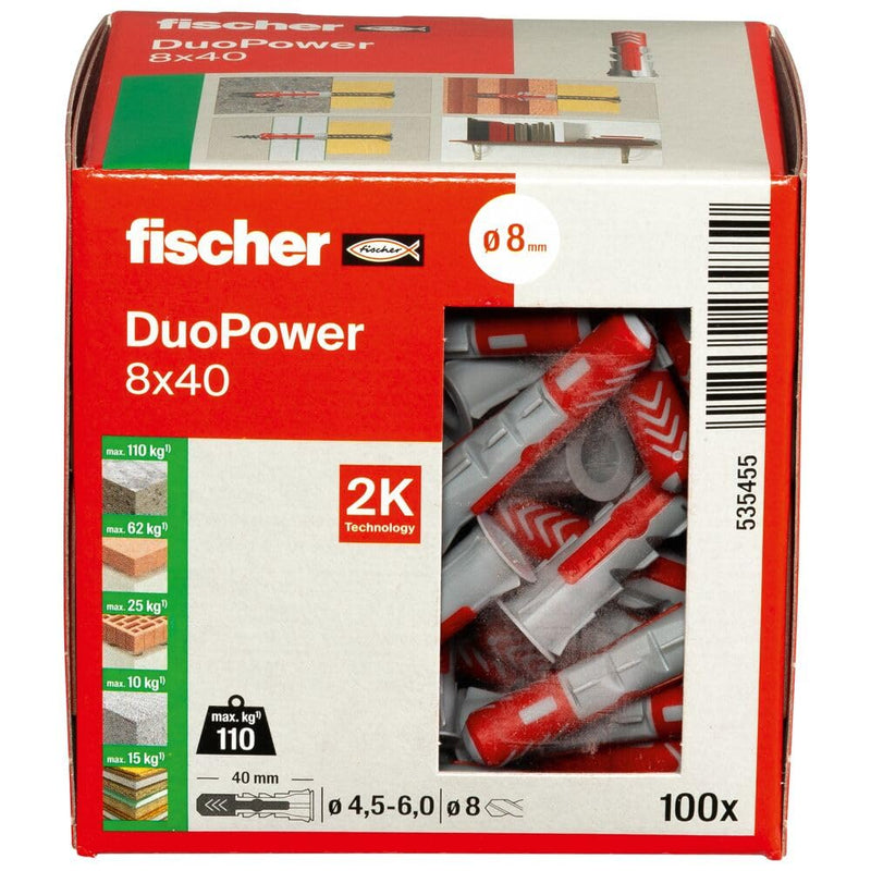 fischer Wallplug, Red/Grey, 8 mm 8mm
