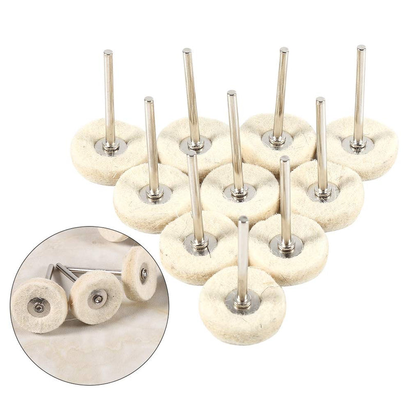 KIMISS Gold Buff Dremel Cotton Polishing Disc Wool Pack of 10 25mm Wool Felt Polishing Drill Grinding Disc Brushes with Handle for Rotary Tool