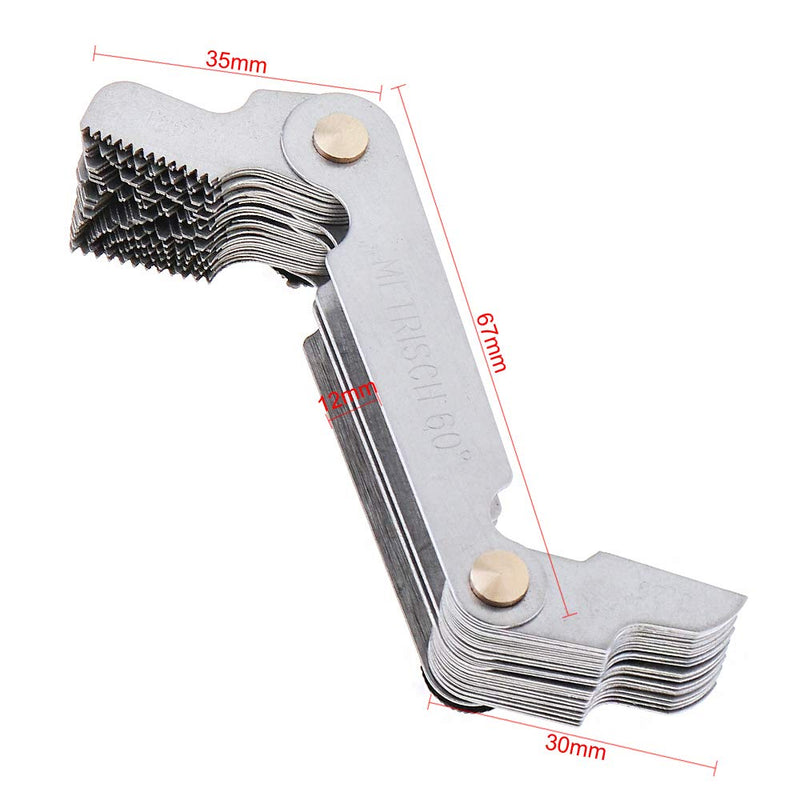 ChgImposs 2PCS Metric & Imperial & US Screw Gauge SAE Whitworth 55 Degree & Metric 60 Degree & & US 60 Degree Thread Pitch Gauge for Industrial Measurement 2