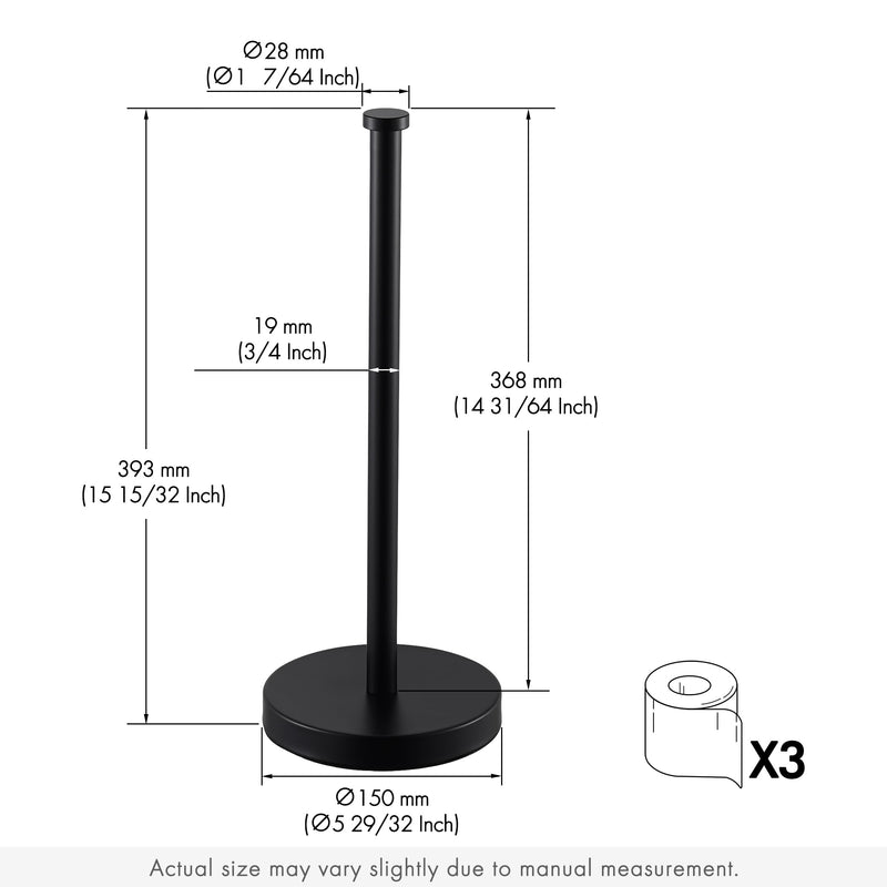 KES Toiler Paper Storage Stand, Freestanding Black Toilet Paper Holder Storage for Bathroom Floor 3 Rolls Toilet Roll Holder SUS304 Stainless Steel, BPS201S39-BK Matte Black