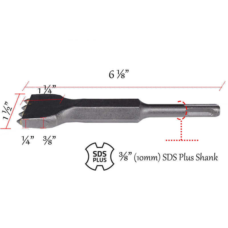 6 1/8 in. x 1 1/2 in. SDS Plus Mortar Raking Chisel, Mortar Joint Removal SDS Plus Chisel Bit, SDS Plus Tuckpointing Tool(Pack of 2)