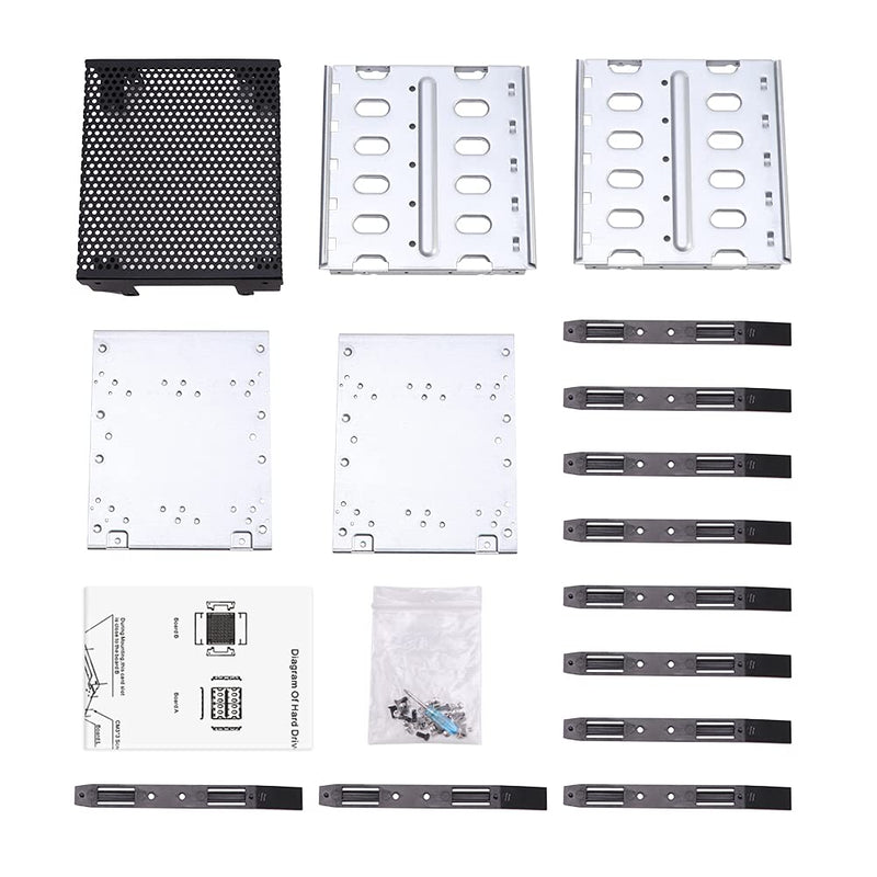 Hard Drive Rack, 5X3.5inch SATA SAS HDD Hard Drive Cage Adapter Rack Bracket for Hard Drive Internal Mounting Adapter Hard Driver Tray with Fan Space for Computer