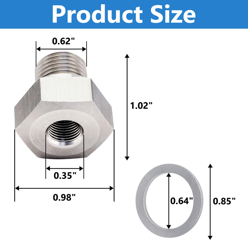 M16 1.5 to 1/8 NPT Oil Pressure Sensor Adapter Compatible with All GM LS Series Engines, LS Engine Swap LS1 LSX LS3 4.2L 4.3L 4.8L 5.3L 6.0L 6.2L