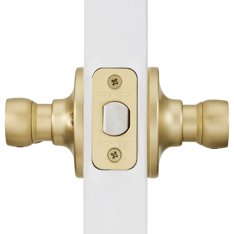 Design House Springdale Passage Hall Closet Interior Door Lever Handle Lockset, Non-Locking Handle Hardware, Satin Gold, 6.375 in x 1.94 in x 2.625 in, Item 728899 1 Pack