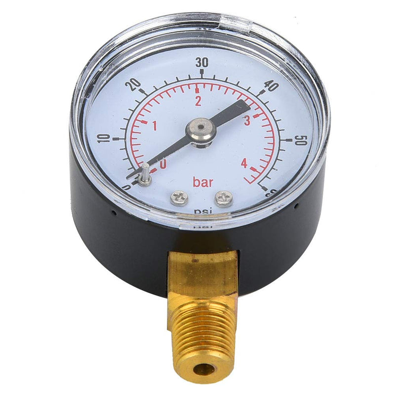 Mechanical Pressure Gauge Pressure Gauge Measuring Tool 1/8inch BSPT Base Connection for Air Oil Water Measurement (0-60psi, 0-4bar)