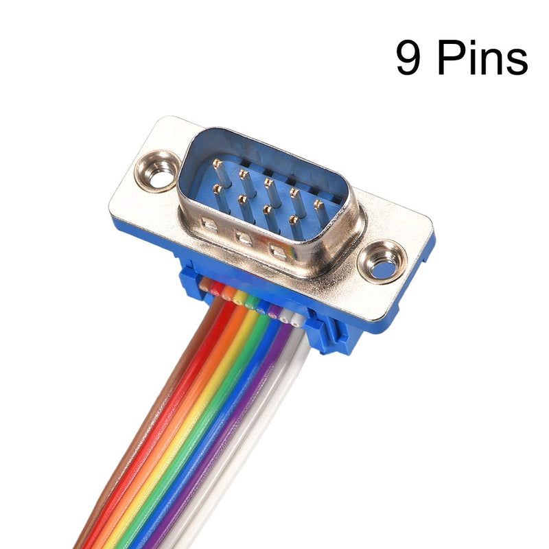 uxcell IDC Rainbow Wire Flat Ribbon Cable DB9 Male to DB9 Female Connector 2.54mm Pitch 19.7inch Length