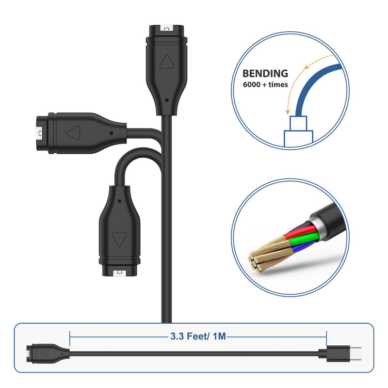 USB C Charger Cable Compatible with Garmin Fenix 7 6 5 S X, Forerunner 945/935/245/245M/45/45S, Vivoactive 3/4/4S/3.3ft 100cm