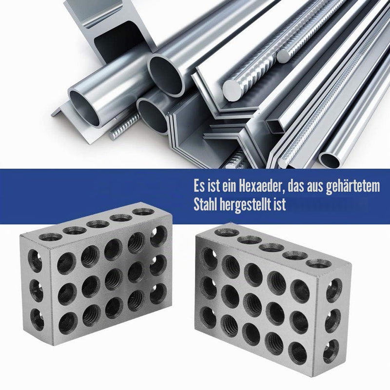 Parallel Blocks Set of 2, 1-2-3 Block Metric Parallel Underlays 23 Holes Machinist Block Precision Block for Machine Tool Matched Clamping Blocks Turning Tools 25 x 50 x 75 m