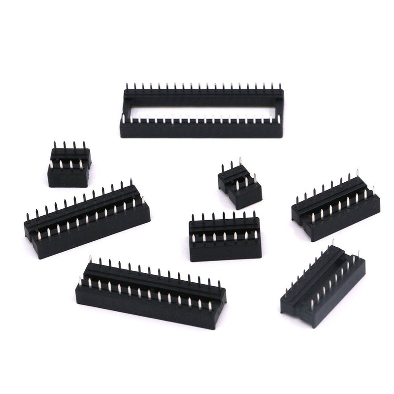 Glarks 122pcs 2.54mm Pitch DIP IC Sockets Solder Version Adapter Assortment Kit (6/8/14/16/18/24/28/40 Pins)