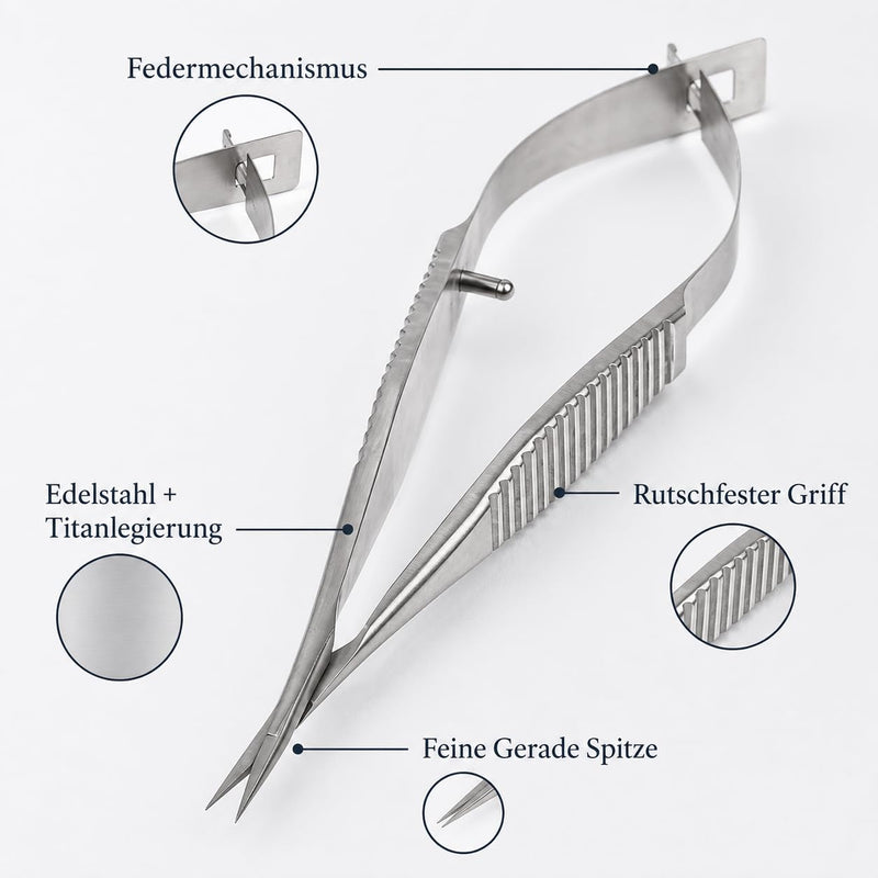 FOMIYES Microsurgical Scissors Unique Design Needle Holder Straight and Curved Flat Handles Suture Binding Pliers Micro Ophthalmic Surgical Instrument