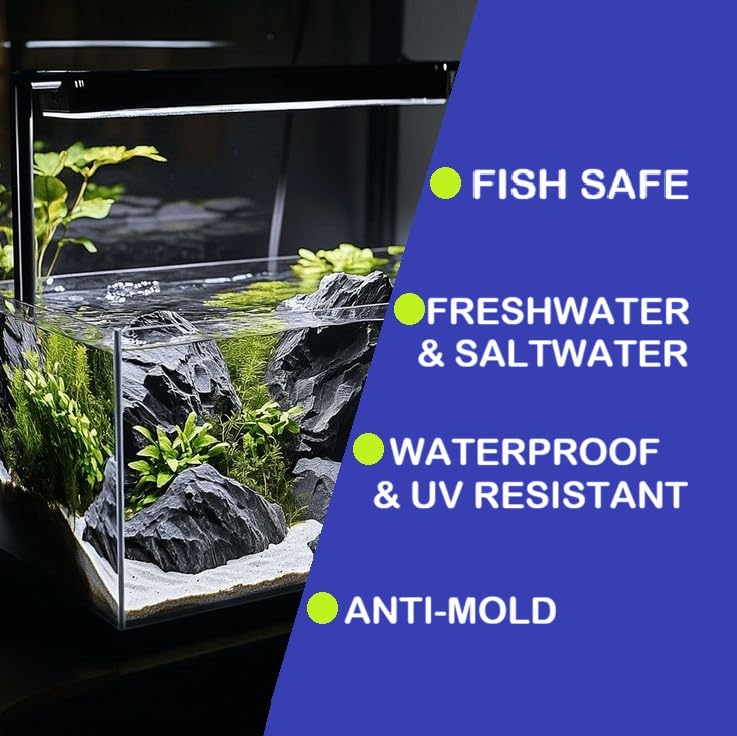 Aquarium Safe Silicone Sealant Clear, High Elasticity Fish Safe Adhesive 2PCs x 9.5floz Solvent Free, Non-Toxic Pond Sealant, Underwater Marine Sealant, Fish Tank Silicone, Sanitary Silicone CLEAR - 2PCs