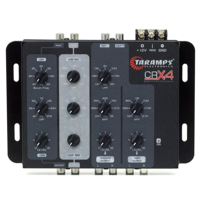 Taramps Crx4 Electronic 4 Way Crossover Rca Channels 8 Volts Rms Car Audio Processor Stereo Equalizer Great for Low/High with Bass Boost, Compact Size Standard Packaging