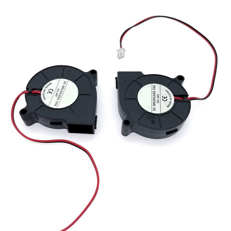 JZK 2PCS Small Blower 24V 5015 Fan, Speed: 6500rpm/min, 50x50x15mm, 3D Printer Blower Fan 24V 5cm, Brushless DC Fan 50mm