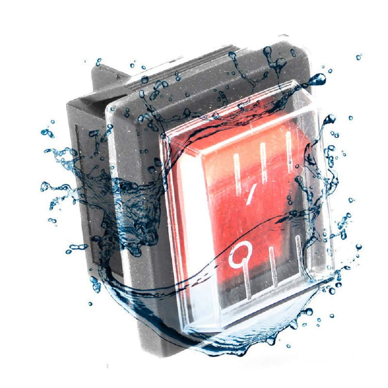 JINXIAN Pack of 4 basic switches, rocker switches, AC 250V 16A 125V 20A toggle switch red luminous with waterproof cover, widely used for various types of electrical black