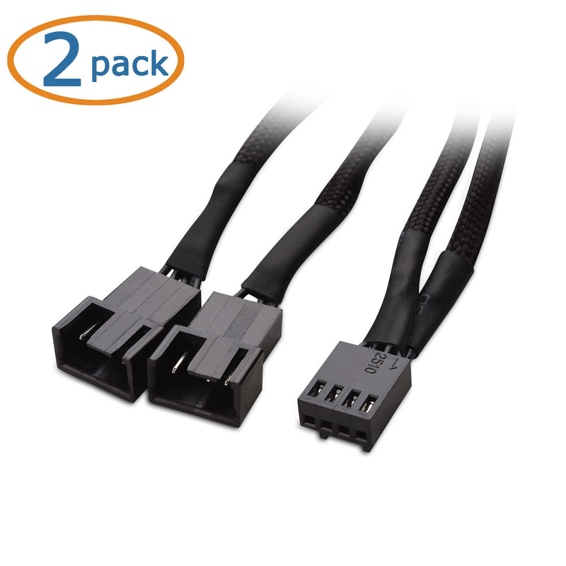 Cable Matters 2-Pack 2-Way 4-Pin PWM Fan Splitter Cable - 10cm, Personal Computer 2x Fan Splitter