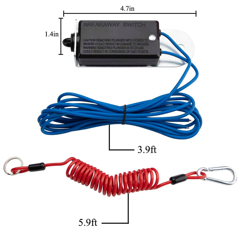 Trailer Breakaway Switch, 6ft Breakaway Coiled Cable with Electric Brake Switch Breakaway and Coiled Cable Fits for RV Towing Trailer