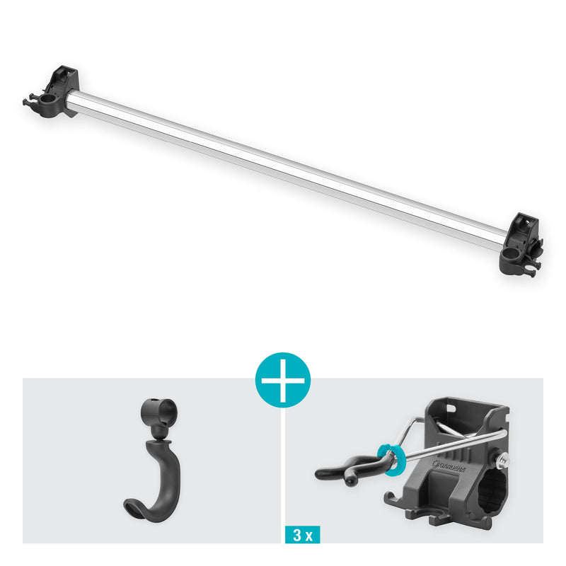 Gardena Device Holder Plus: Wall Mount for Home and Garden Tools, 78 cm Width, 60 kg Maximum Weight, Space-Saving, Flexibly Expandable, Individually Adjustable (3509-20)