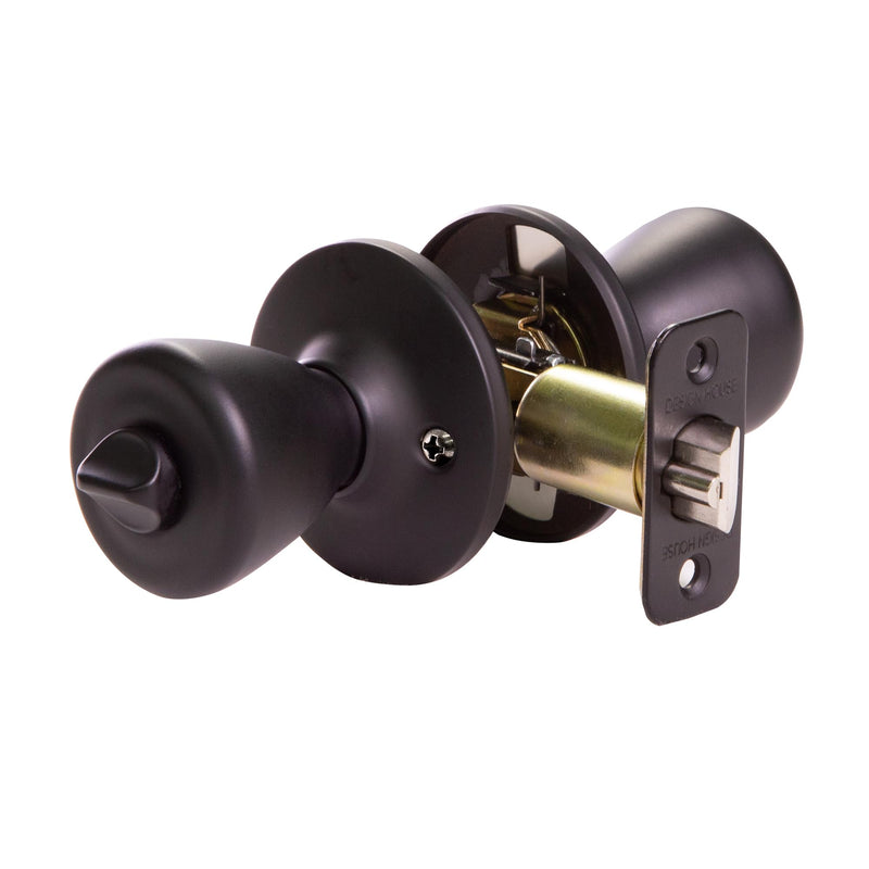 Design House 779272 Tulip Keyed Entry Door Knob Matte Black Keyed Entry Lock