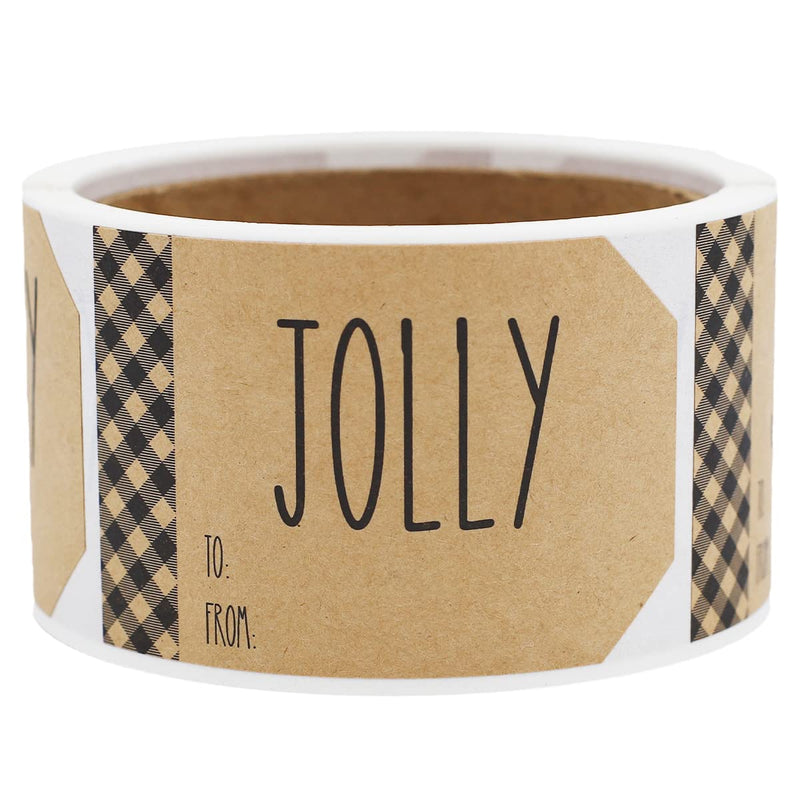Rustic Farmhouse Christmas Gift Tag Stickers – 2 x 3 Inch Holiday Labels, Roll of 100 – Charming Holiday Adhesive to from Name Tags, Made in The USA