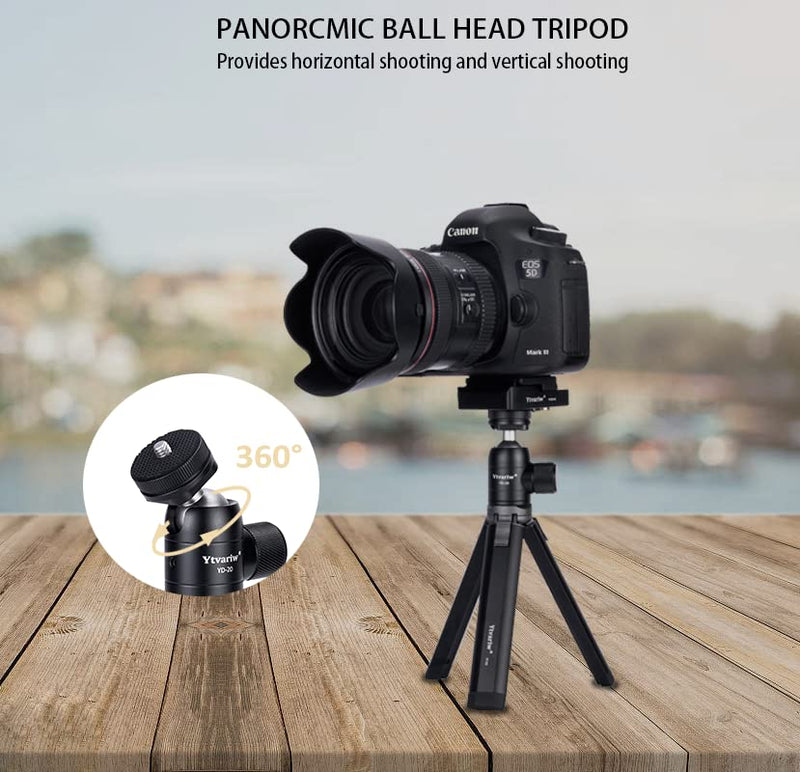 Camera Tripod Mini Ball Head with Cold Shoe Mount,360° Panoramic Aluminum Alloy Ball Head Mount with 1/4" Screw for DSLR Camera,Cell Phone,Monitor,LED Video Light,Microphone