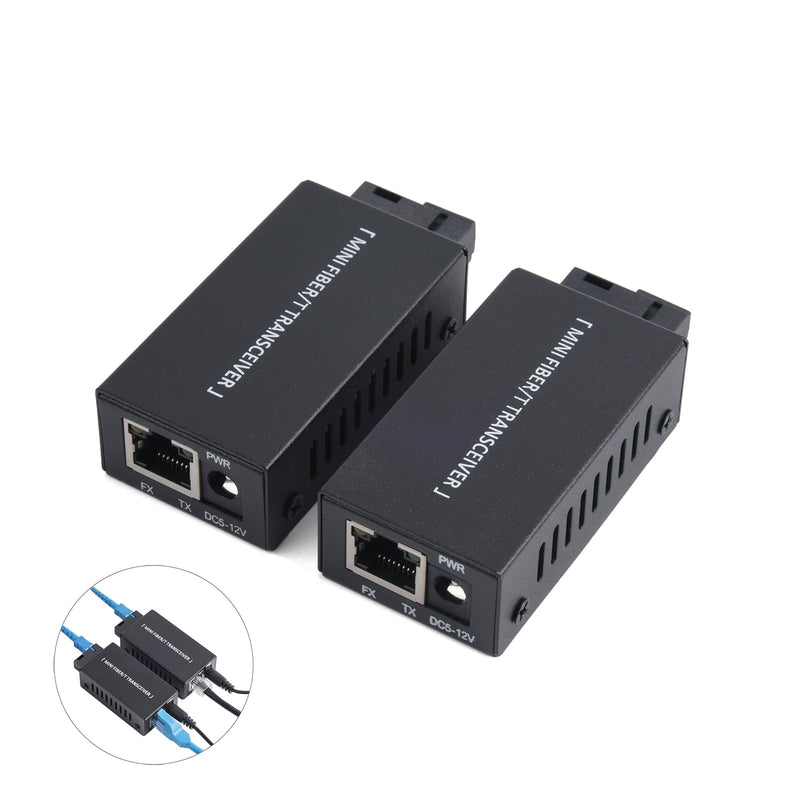1 Pair Mini Gigabit Fiber Optical Media Converter - Fiber to Ethernet Converter, SC to RJ45, 100/1000Mbps Up to 20Km, with US Power Supply