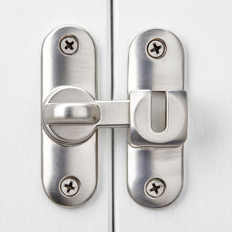 INIRET 6 Packs Silvery Barn Door Latches,90/180 Degree Gate Lock,Flip Gate Latches Hardware,Zinc Alloy Right Angle Door Lock Latch,Door Security Sliding Door Latch Lock for Cabinets,Bathroom