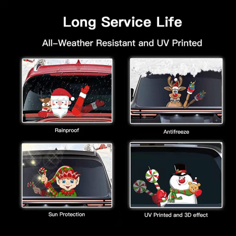 Christmas Santa Claus Rear Window Wiper Decal Funny Waving Arm Wiper Sticker Waterproof Windshield Wiper Decal Christmas Decoration Rear Window Wiper Blade Decal Car Sticker (Santa Claus)