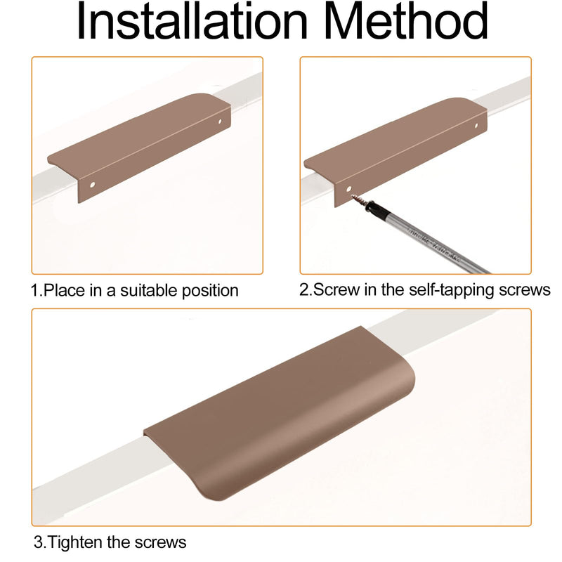 MOROBOR Finger Edge Pulls, 16pcs Modern Style Drawer Handles, Curved Aluminum Alloy Invisible Handle Wardrobe Pull for Cabinet Hardware Drawer,120mm/Brown Brown-16PCS 120mm