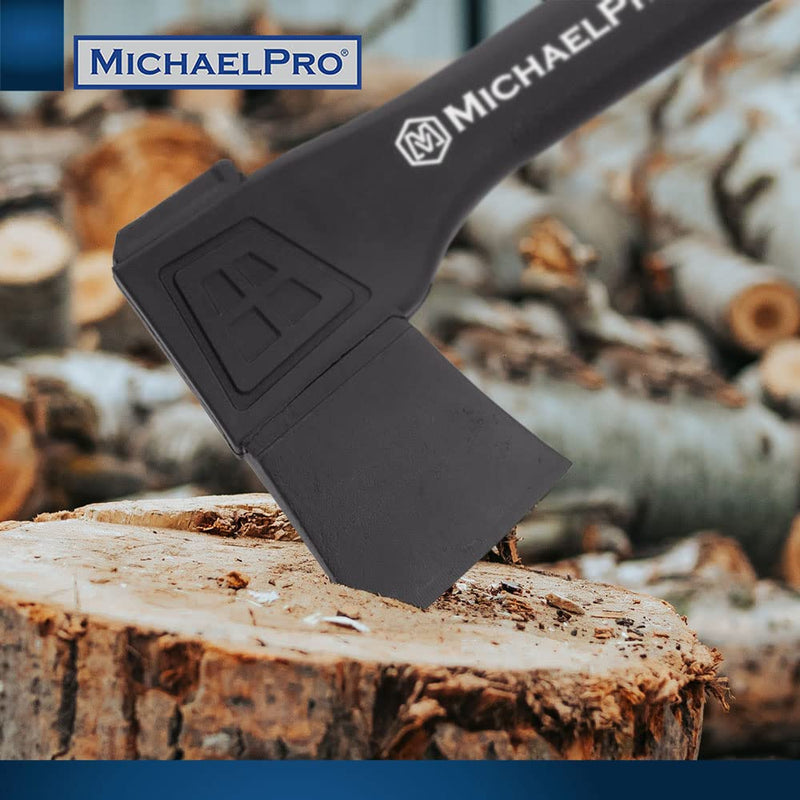 MichaelPro MP004009 9-Inch Camping Hatchet with Weather-Resistant and Shock Absorbing Fiberglass Handle, Protective Carrying Sheath Included
